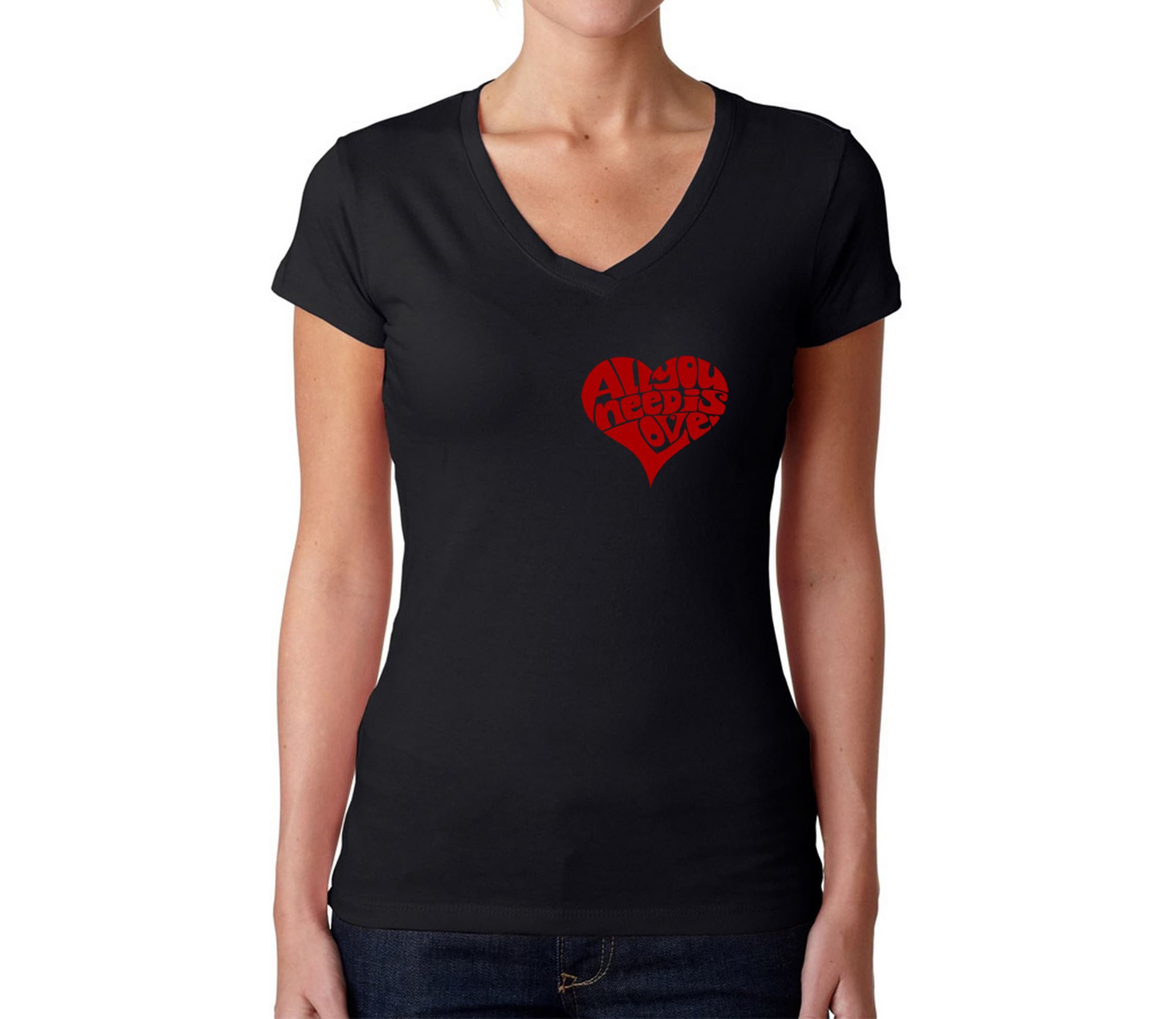 All You Need is Love - Womens Word Art V-Neck T-Shirt