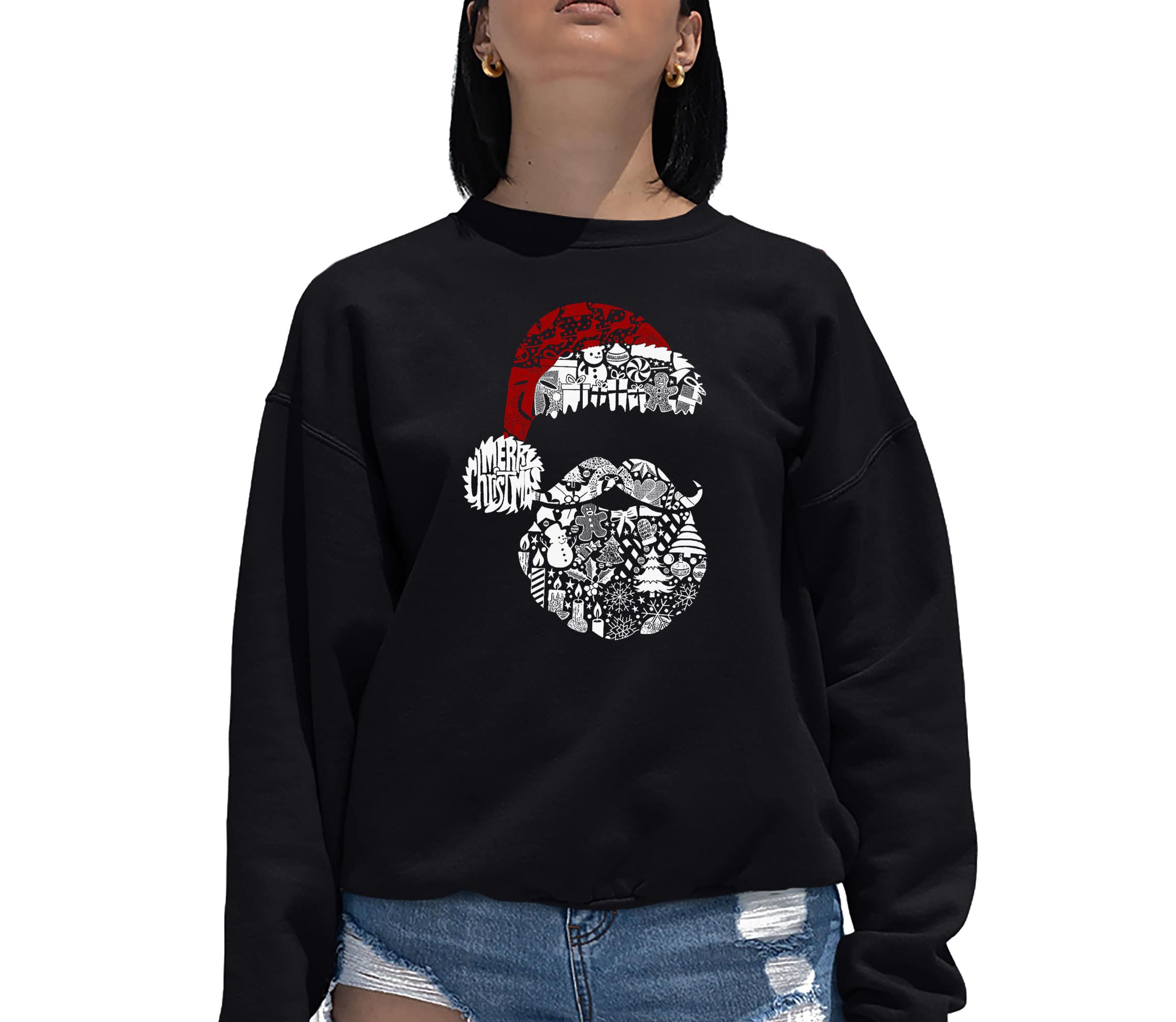 Santa Pics - Womens Word Art Crewneck Sweatshirt