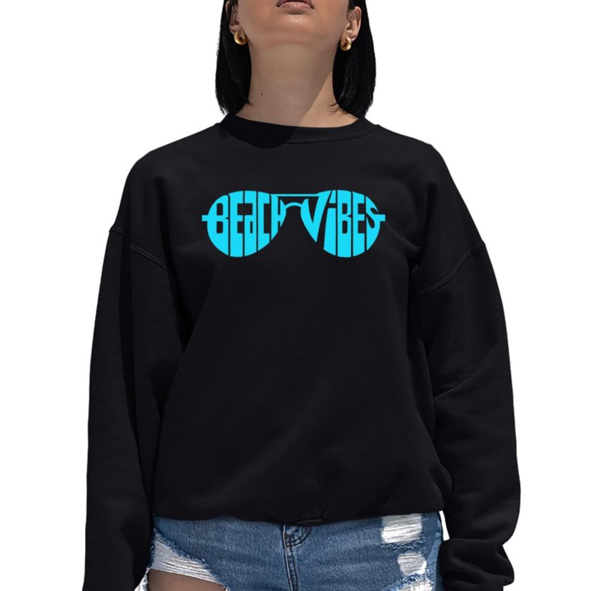 Beach Vibes - Womens Word Art Crewneck Sweatshirt