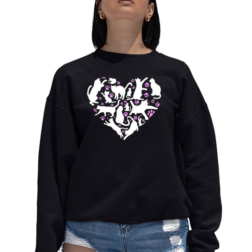 Cat Heart - Womens Word Art Crewneck Sweatshirt