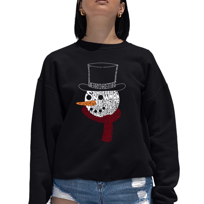 Snowman Face - Womens Word Art Crewneck Sweatshirt