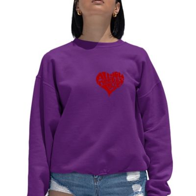 LA Pop Art All You Need is Love - Women's Word Art Crewneck Sweatshirt, Purple, 4XL