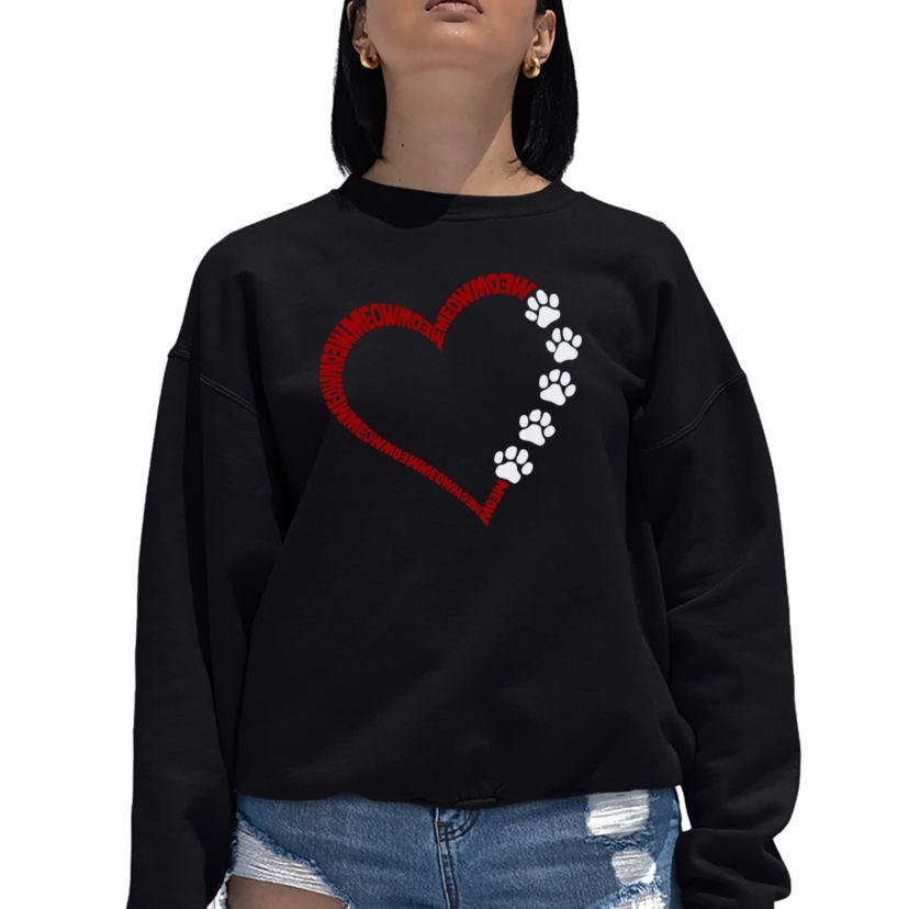 Meow Heart - Womens Word Art Crewneck Sweatshirt