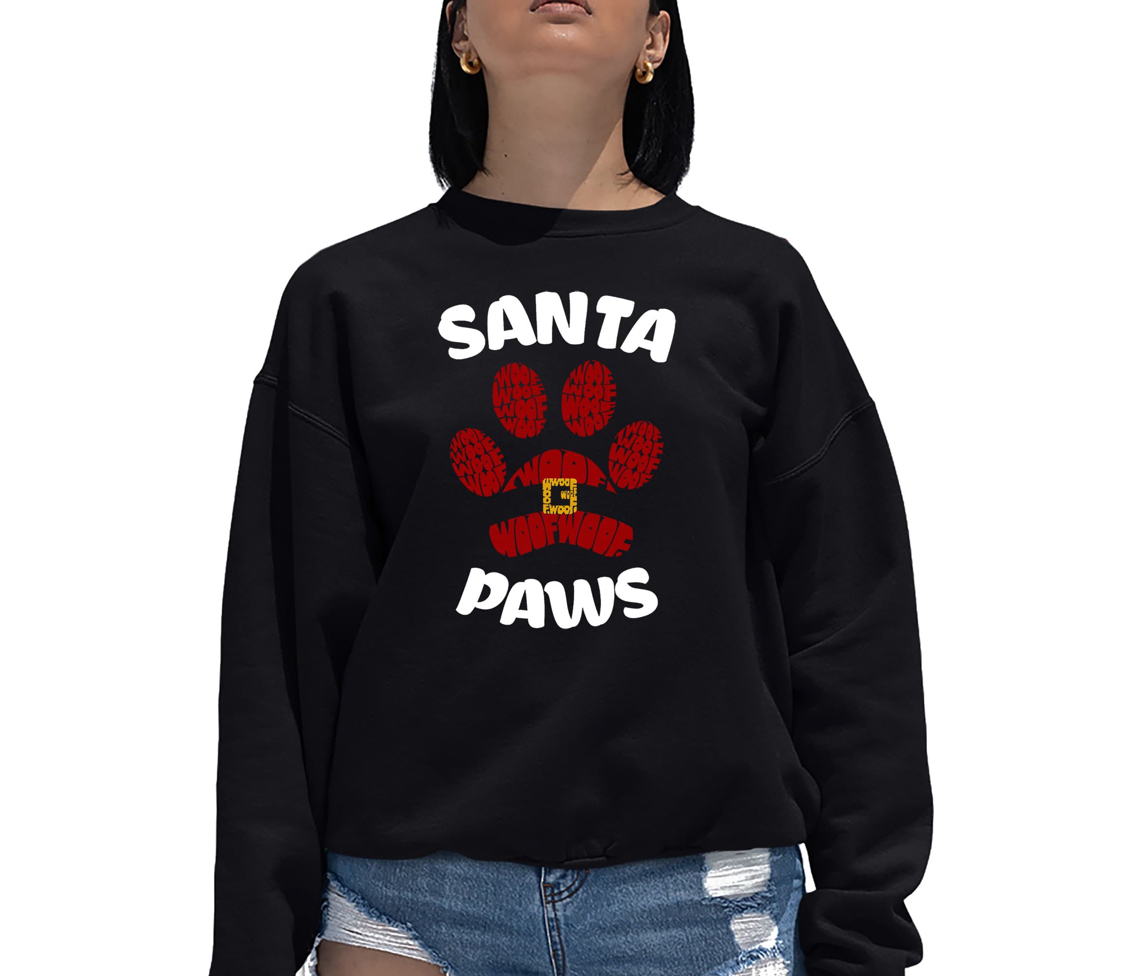 Santa Paws - Womens Word Art Crewneck Sweatshirt