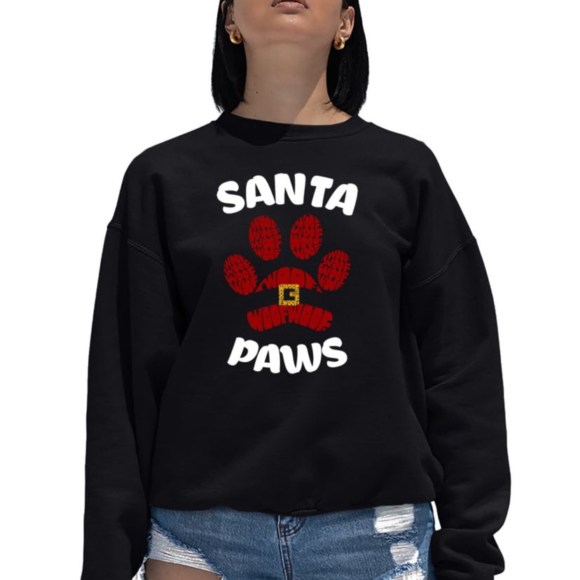 Santa Paws - Womens Word Art Crewneck Sweatshirt