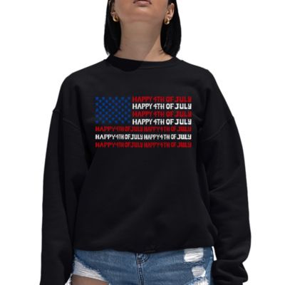 LA Pop Art Happy 4th of July - Women's Word Art Crewneck Sweatshirt, Black, 4XL