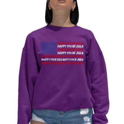 LA Pop Art Happy 4th of July - Women's Word Art Crewneck Sweatshirt, Purple, 4XL