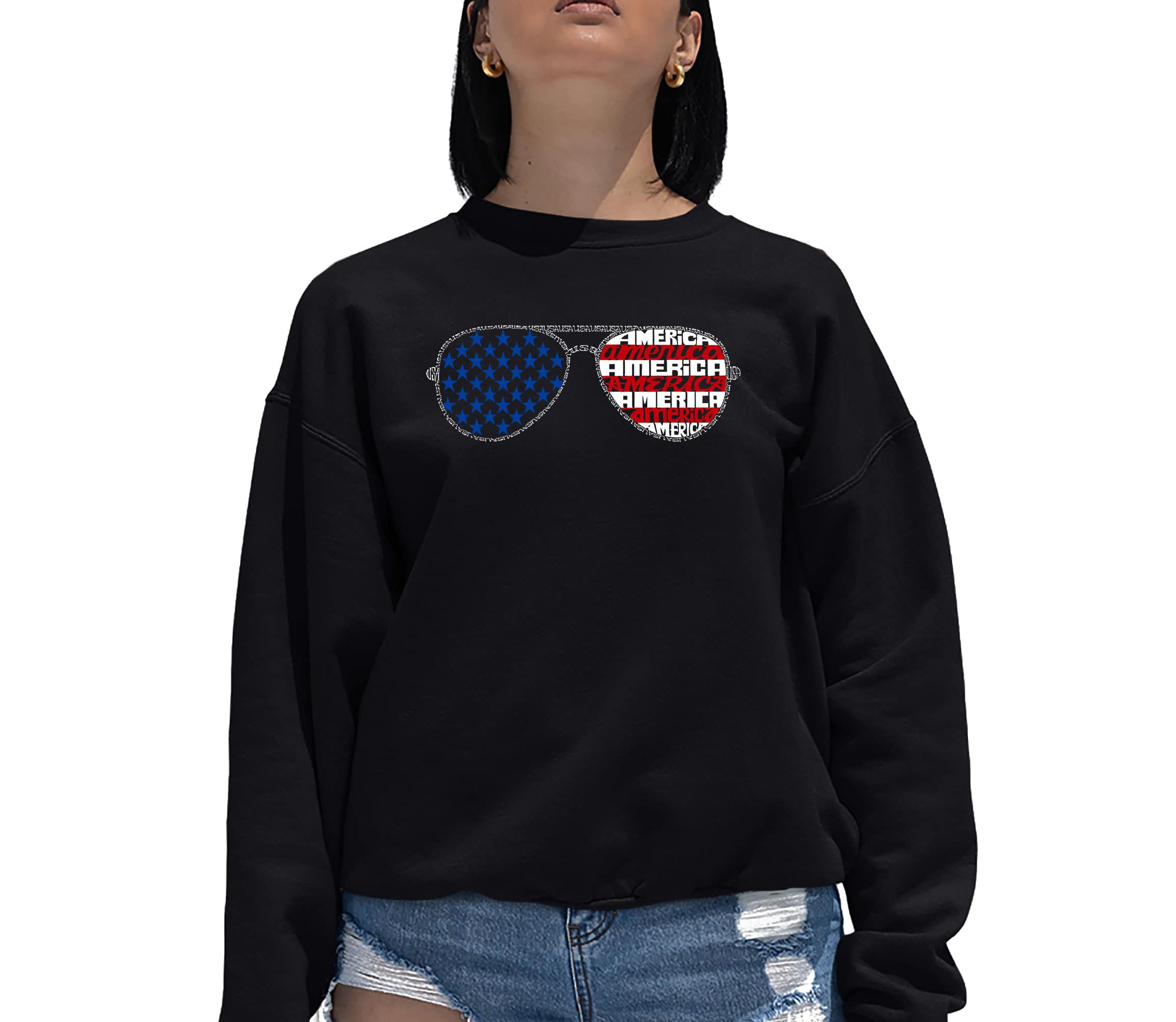 Americana Sunglasses - Womens Word Art Crewneck Sweatshirt