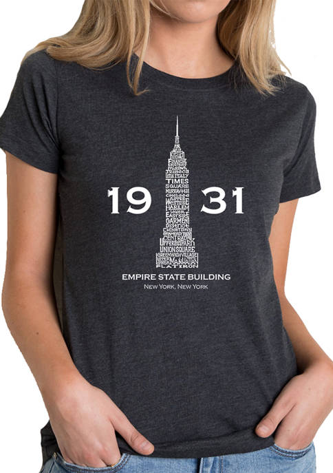 Womens Premium Blend Word Art Graphic T-Shirt - Empire State Building