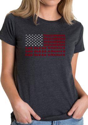 LA Pop Art Women's Premium Blend Word Art Graphic T-Shirt - God Bless America, Black, Medium