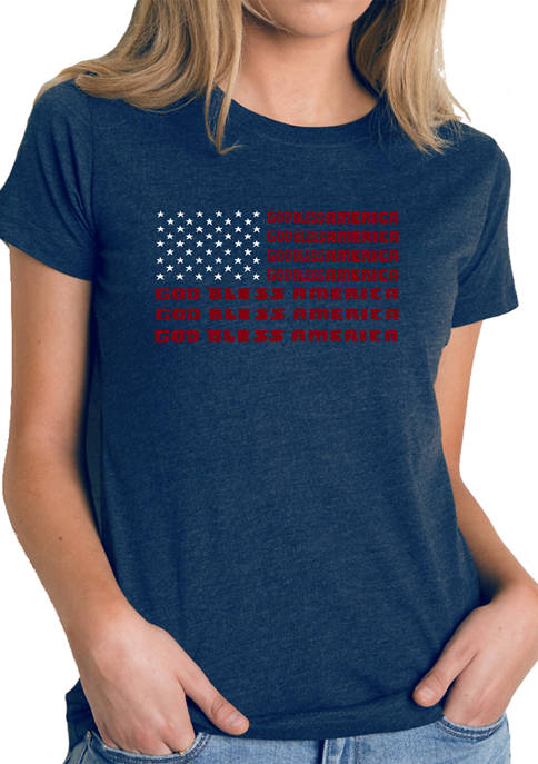 Womens Premium Blend Word Art Graphic T-Shirt - God Bless America