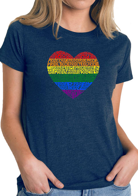 Womens Premium Blend Word Art Graphic  T-Shirt - Pride Heart