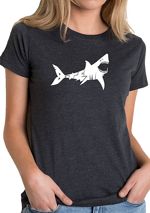 Womens Premium Blend Word Art T-Shirt- Bite Me Shark 