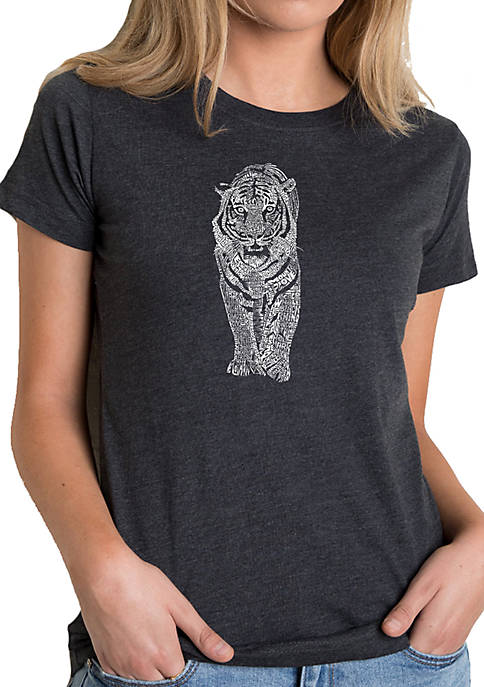  Womens Word Art T-Shirt - Tiger