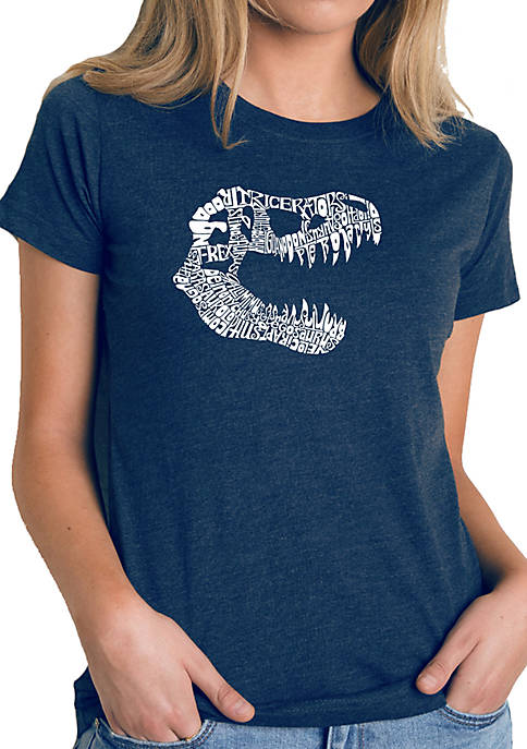 LA Pop Art Womens Word Art T-Shirt- T-Rex