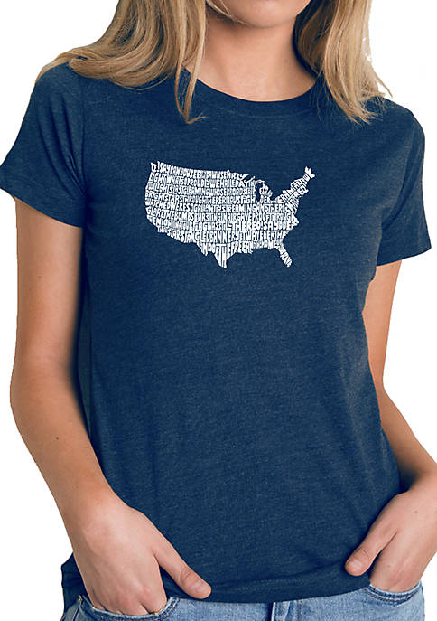 Womens Premium Blend Word Art T-Shirt - The Star Spangled Banner