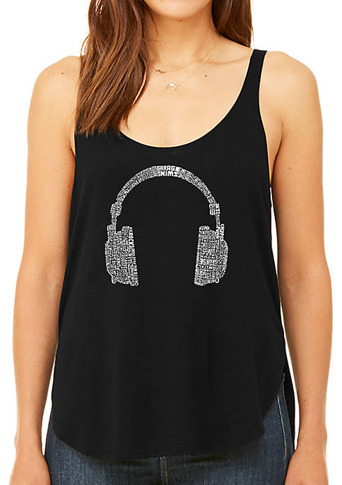 Premium Word Art Flowy Tank Top - 63 Different Genres Of Music