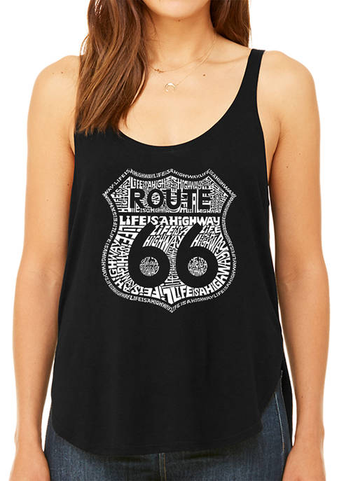 Womens Premium Word Art Flowy Graphic Tank Top - Route 66 - Life is a Highway
