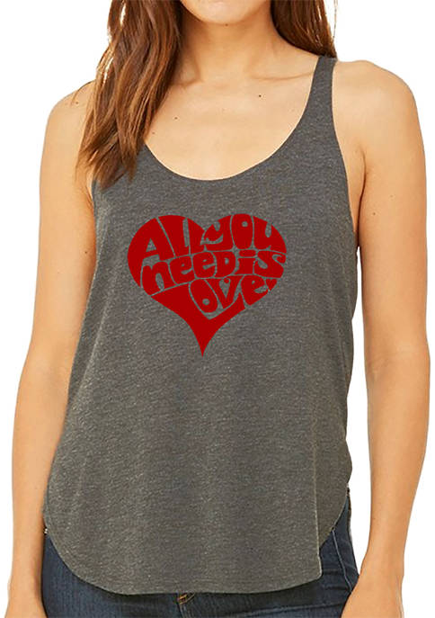 Womens Premium Word Art Flowy Graphic Tank Top - All You Need is Love