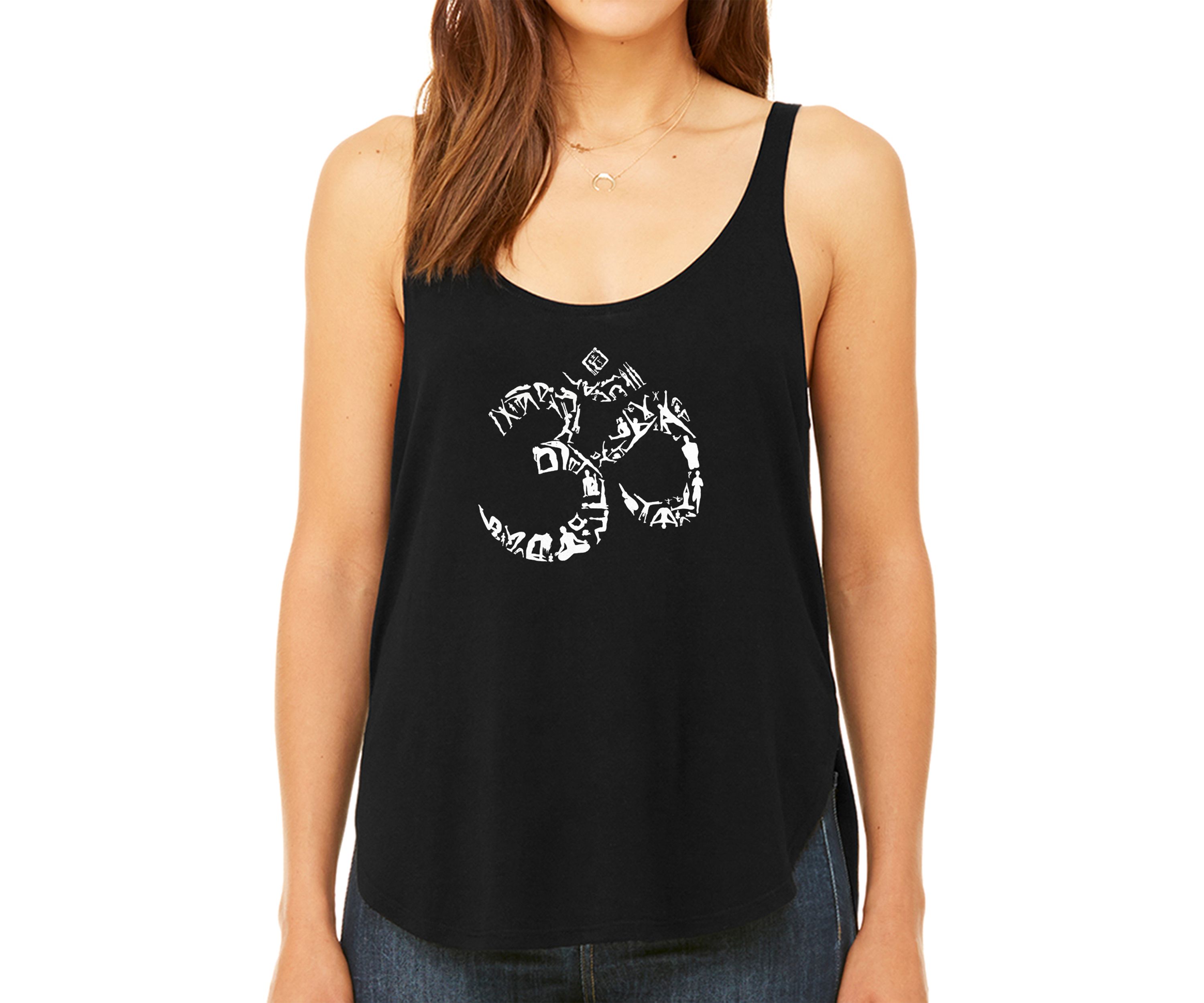 Premium Word Art Flowy Tank Top- The Om Symbol out of Yoga Poses