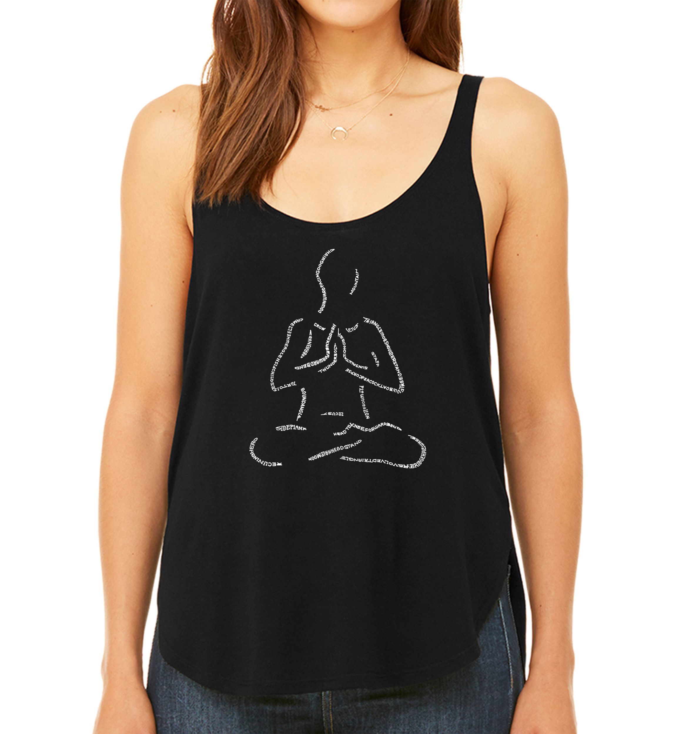 Premium Word Art Flowy Tank Top - Popular Yoga Poses