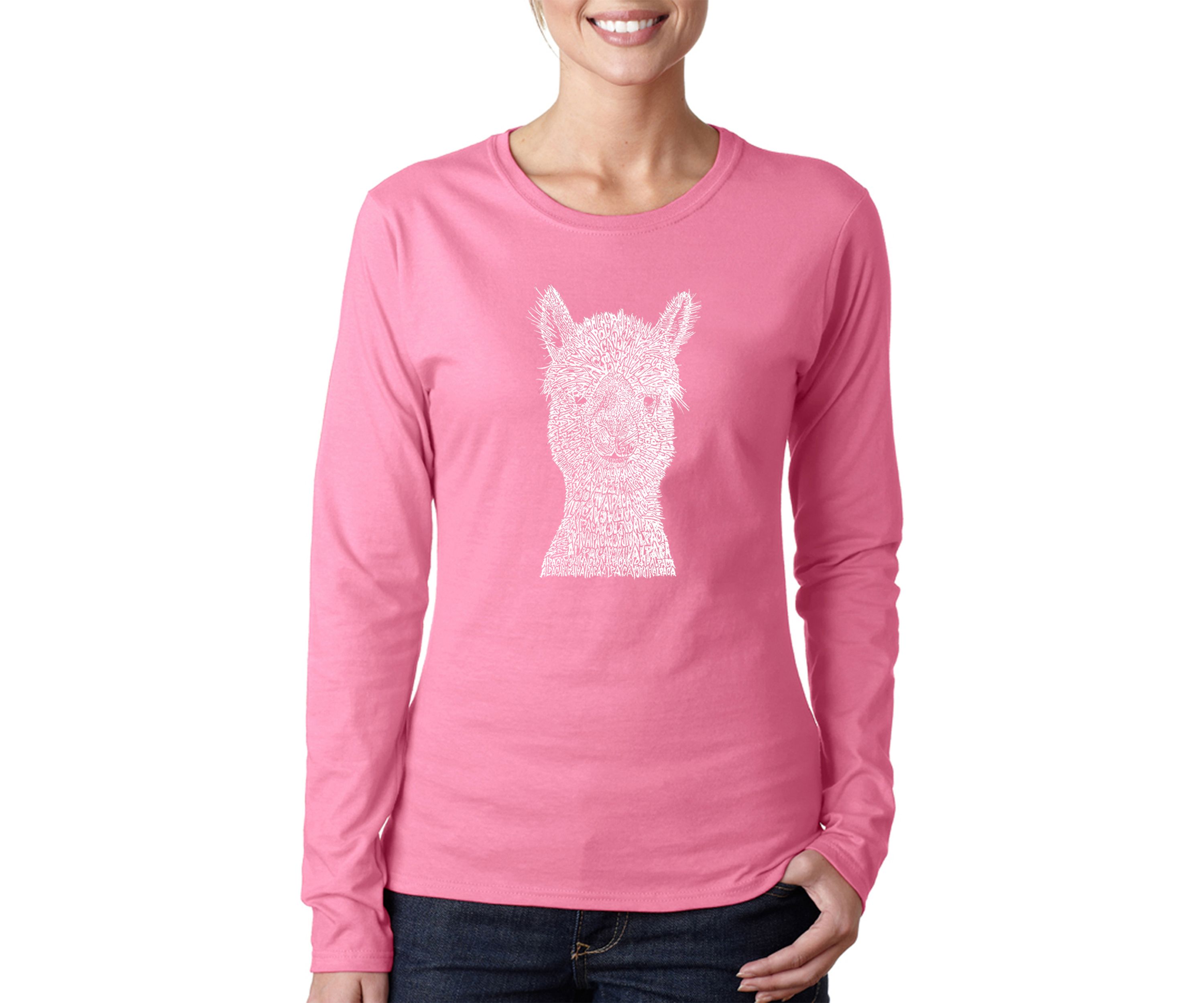 Womens Word Art Long Sleeve T-Shirt - Alpaca