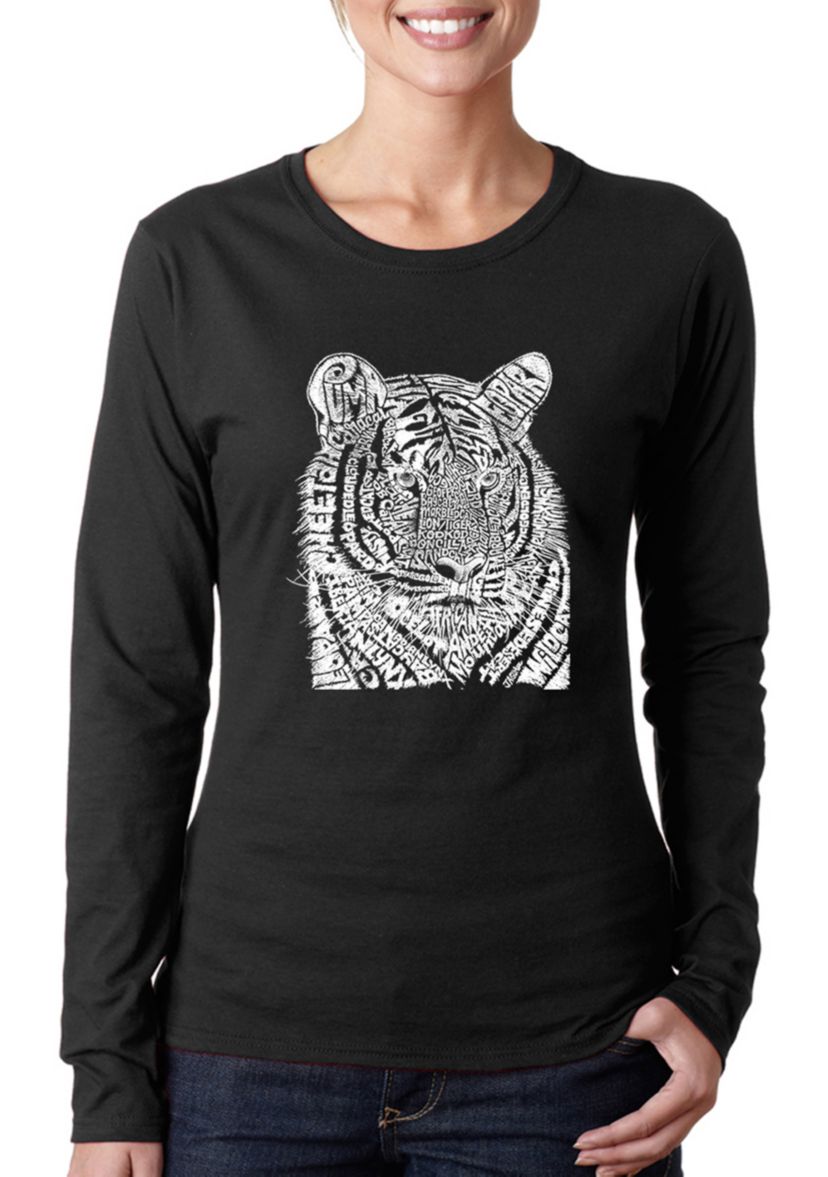 Word Art Long Sleeve T-Shirt - Big Cats