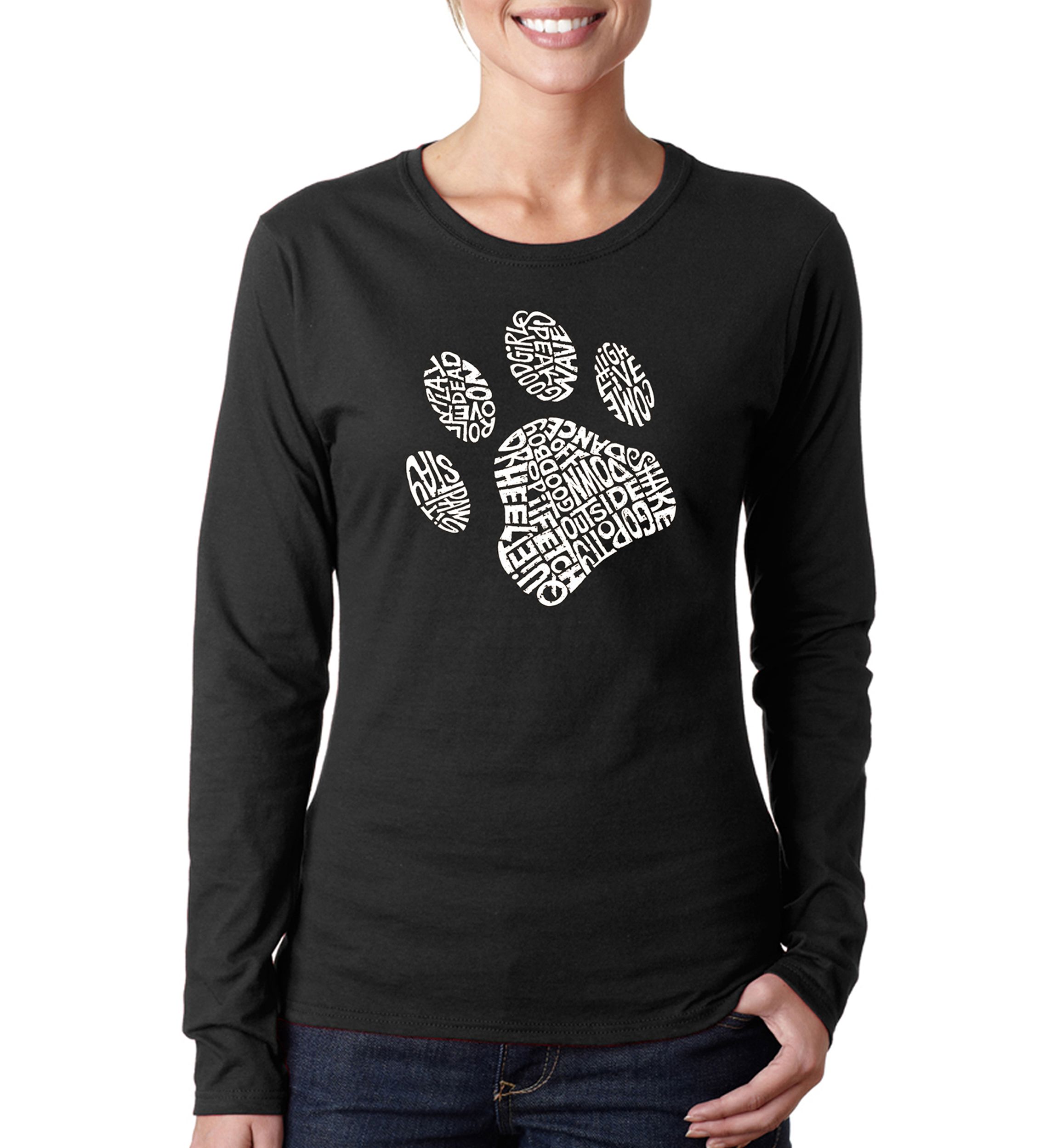 Word Art Long Sleeve T-Shirt - Dog Paw