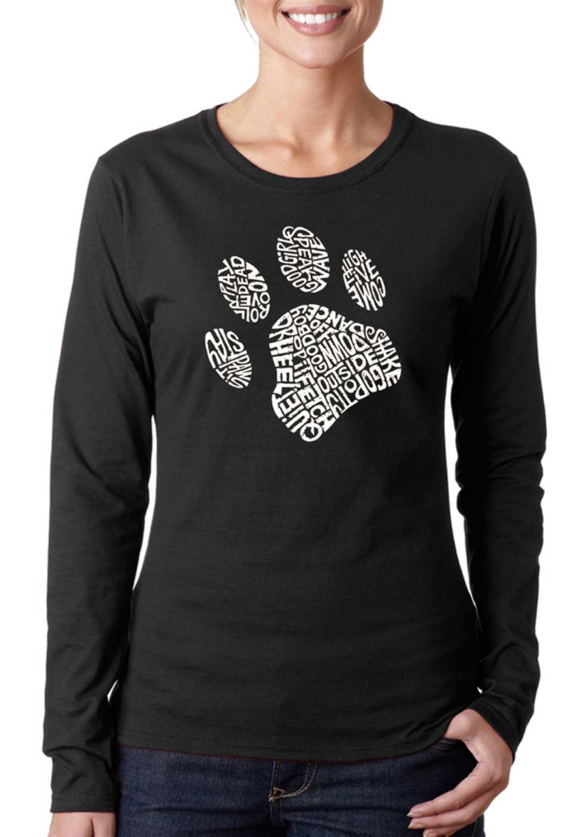 Word Art Long Sleeve T-Shirt - Dog Paw