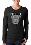 Womens Word Art Long Sleeve T-Shirt - Pitbull Face