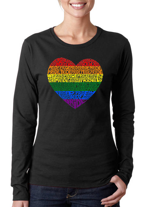 Womens Word Art Long Sleeve T-Shirt - Pride Heart