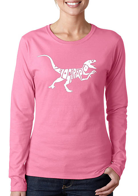 Word Art Long Sleeve T-Shirt - Velociraptor