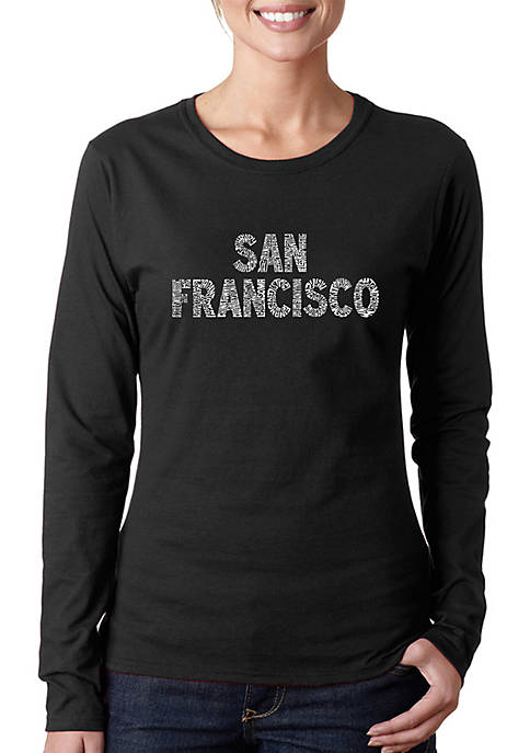  Word Art Long Sleeve T-Shirt - San Francisco Neighborhoods 