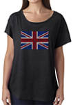 Womens Loose Fit Dolman Cut Word Art Graphic Shirt - God Save the Queen