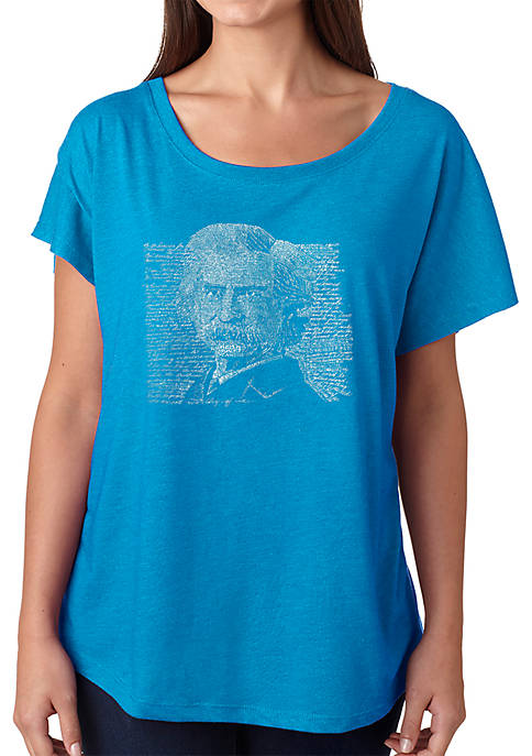 Loose Fit Dolman Cut Word Art T-Shirt - Mark Twain