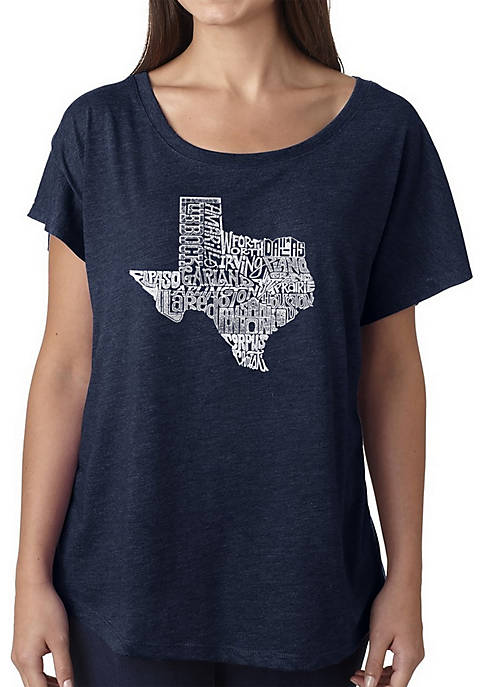 Loose Fit Dolman Cut Word Art T-Shirt - The Great State of Texas