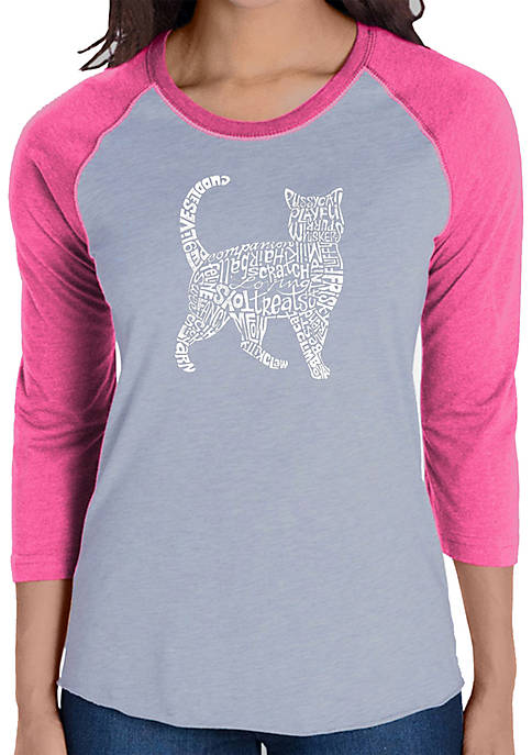 Raglan Baseball Word Art T-Shirt - Cat