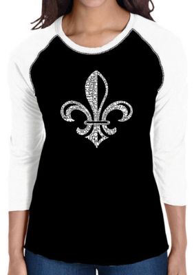 LA Pop Art Women's Raglan Baseball Word Art T-Shirt - Lyrics to When The Saints Go Marching In, White, X-Large -  0633556617790