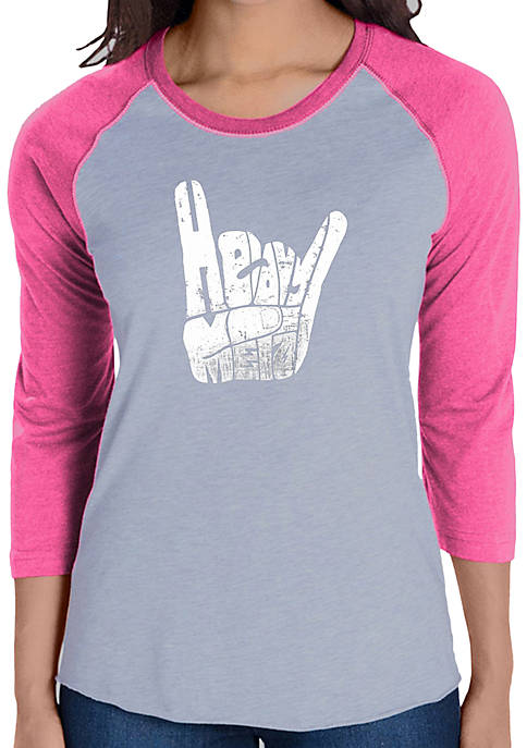 Raglan Baseball Word Art T-Shirt - Heavy Metal