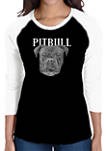 Womens Raglan Baseball Word Art T-Shirt - Pitbull Face