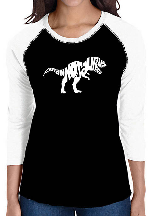 Raglan Baseball Word Art T-Shirt - T Rex 