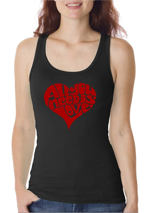 Womens Word Art Tank Top - All You Need Is Love