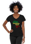 Womens Word Art V-Neck Graphic T-Shirt - Countries in Africa