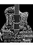 Womens Word Art V-Neck T-Shirt - Languages Guitar