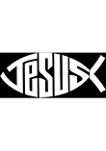 Womens Word Art V-Neck T-Shirt - Christian Jesus Name Fish Symbol