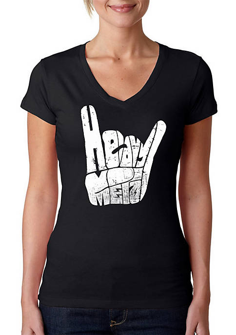 Word Art V-Neck T-Shirt - Heavy Metal