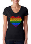 Womens Word Art V-Neck T-Shirt - Pride Heart