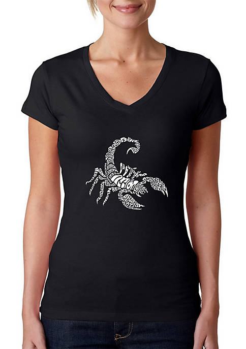 Word Art V-Neck T-Shirt - Types of Scorpions
