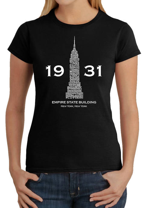 Womens Word Art Graphic T-Shirt - Empire State Building