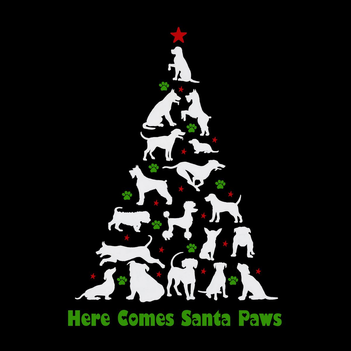 Here Comes Santa Paws - Womens Word Art T-Shirt